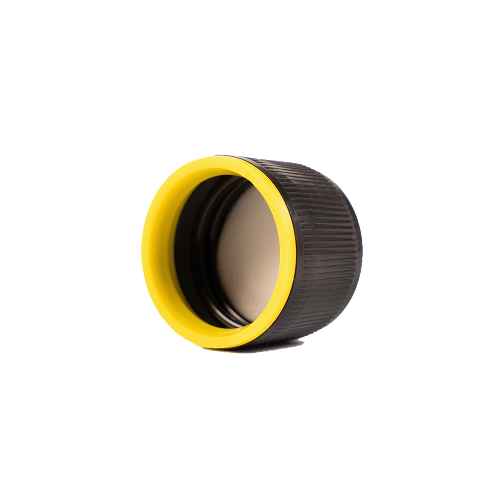 Verschluss f. PET-Flaschen, schwarz-gelb, PP28