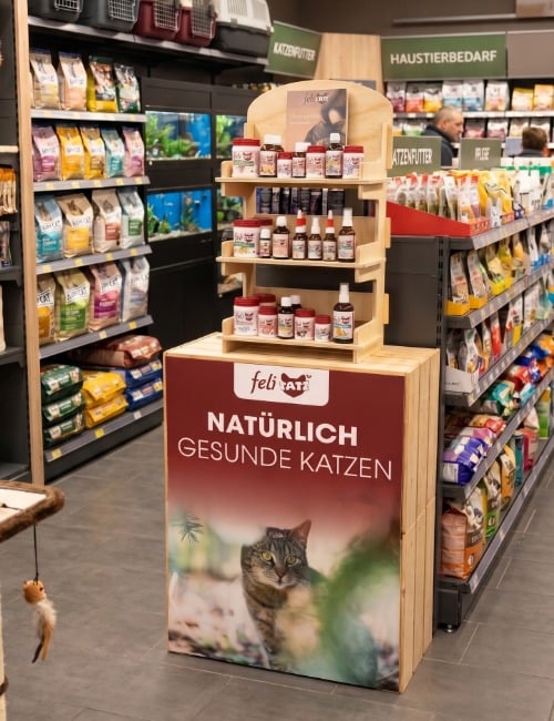Katzenfutter, natürlich, gesund, Tiernahrung, Regaldisplay