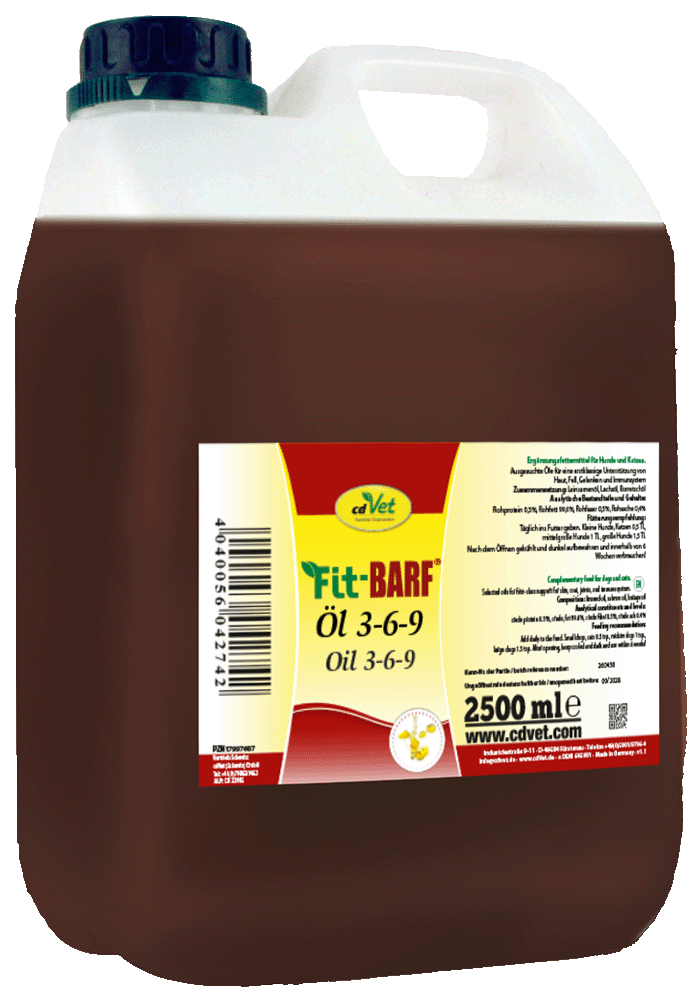 Katzenfutter-Öl, Futteröl, Öl 3-6-9, 2500 ml, Fit-Barf