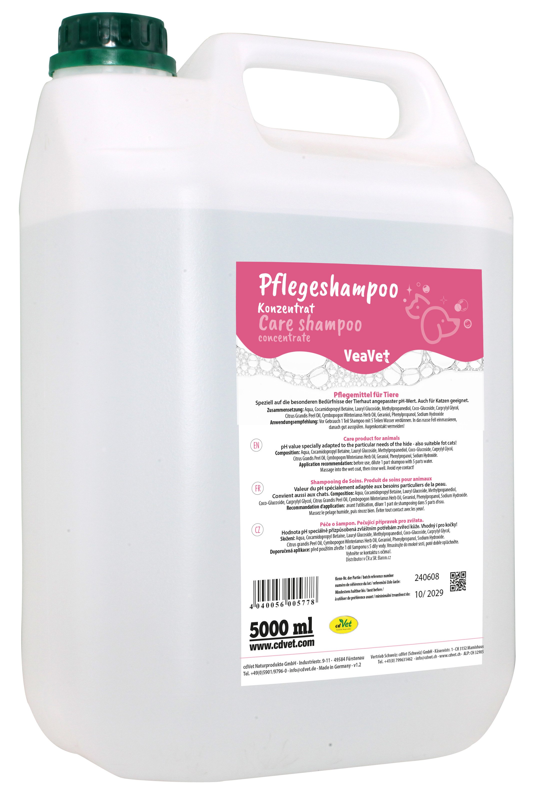 Pflegeshampoo, Care shampoo, Katzenpflege, Conzentrat, 5000 ml