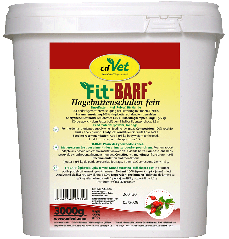 Hunde-Futter, Pulver, Hagebutterschalen, Futtermittel, 3000g