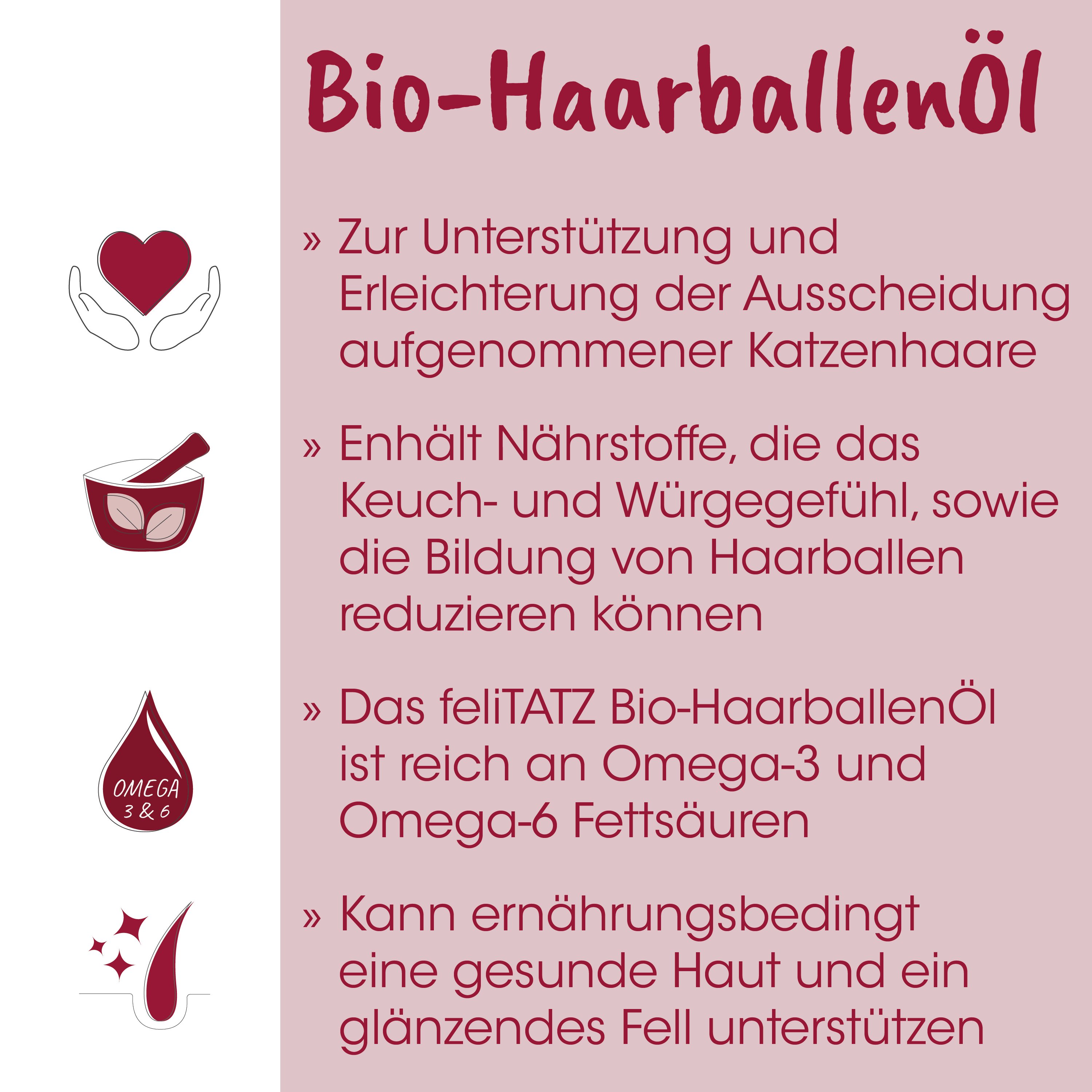 bio-haarballenöl, haaröl, omega-3-6, naturals, pflanzenöl
