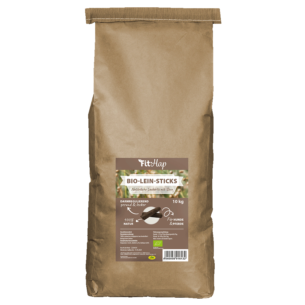 Bio-Leinsticks, HundeLeckerli, Natürliche Zutaten, 10 kg, Beutelverpackung