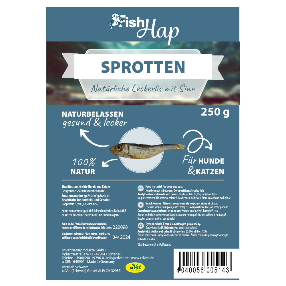 Sprotten, Hunde & Katzen, Naturbelassen, 100% Natur, 250 g