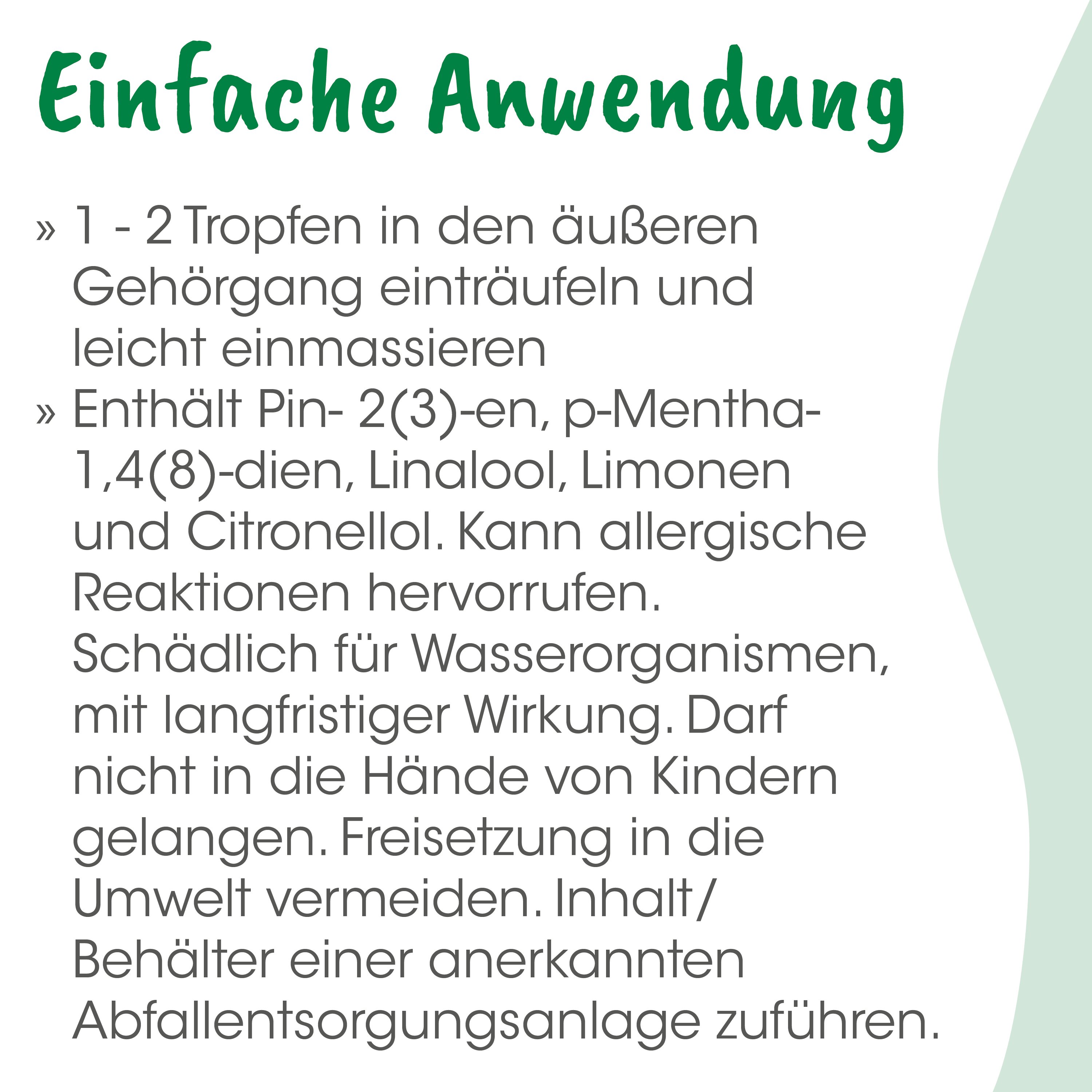 Kapsel, Augenmaske, Lichtgrün, Abfallentsorgung, Informationskarte