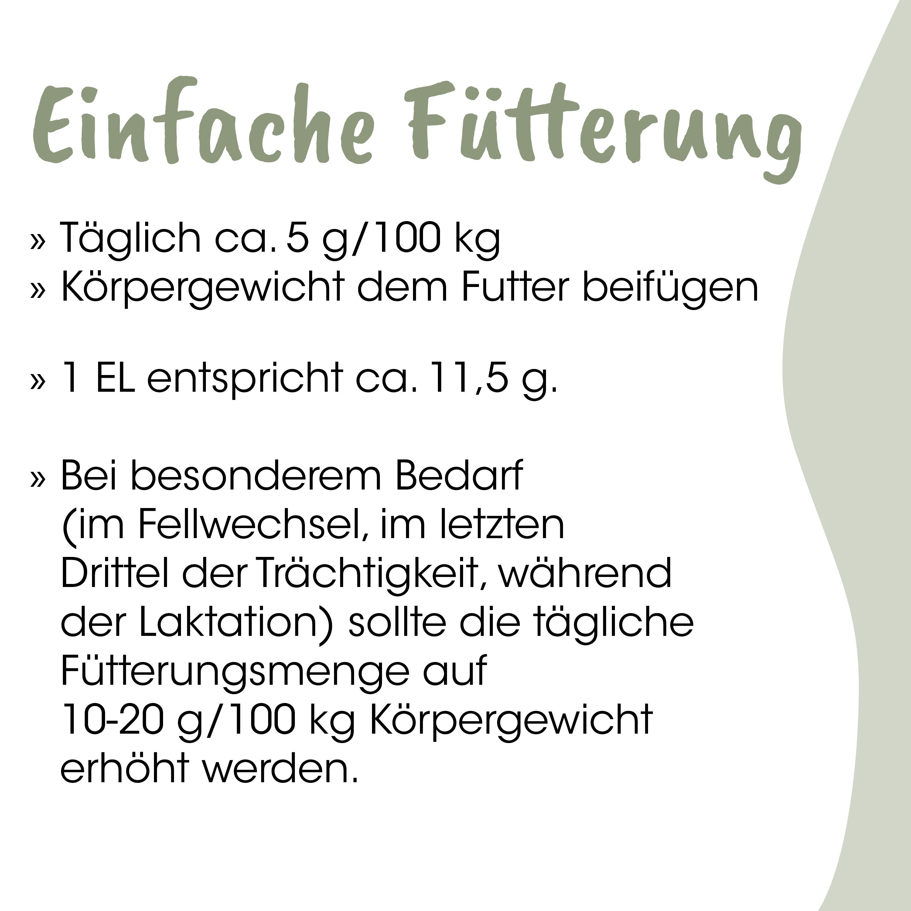Futter, Futterempfehlung, Tierfutter, Maßangabe, Körpertierfutter