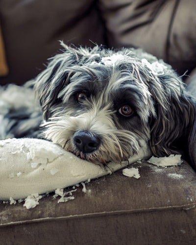Hund, Welpe, Couch, Person
