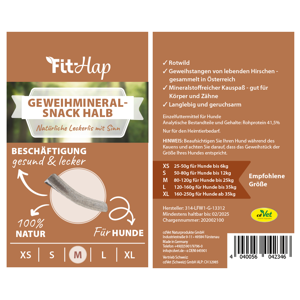 Fit-Hap Geweihmineral-Snack halb M (80-120 g)