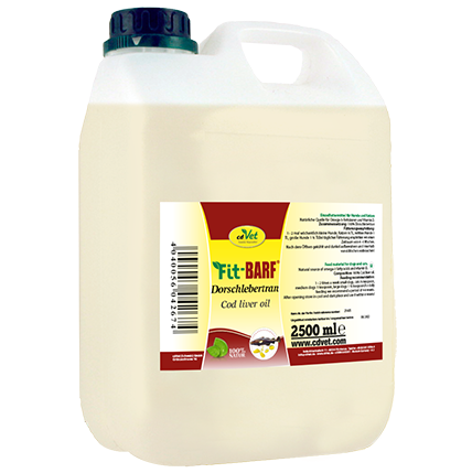 cod liver oil, ölbehälter, 2,5 l, begleitetikett, weißes behältnis