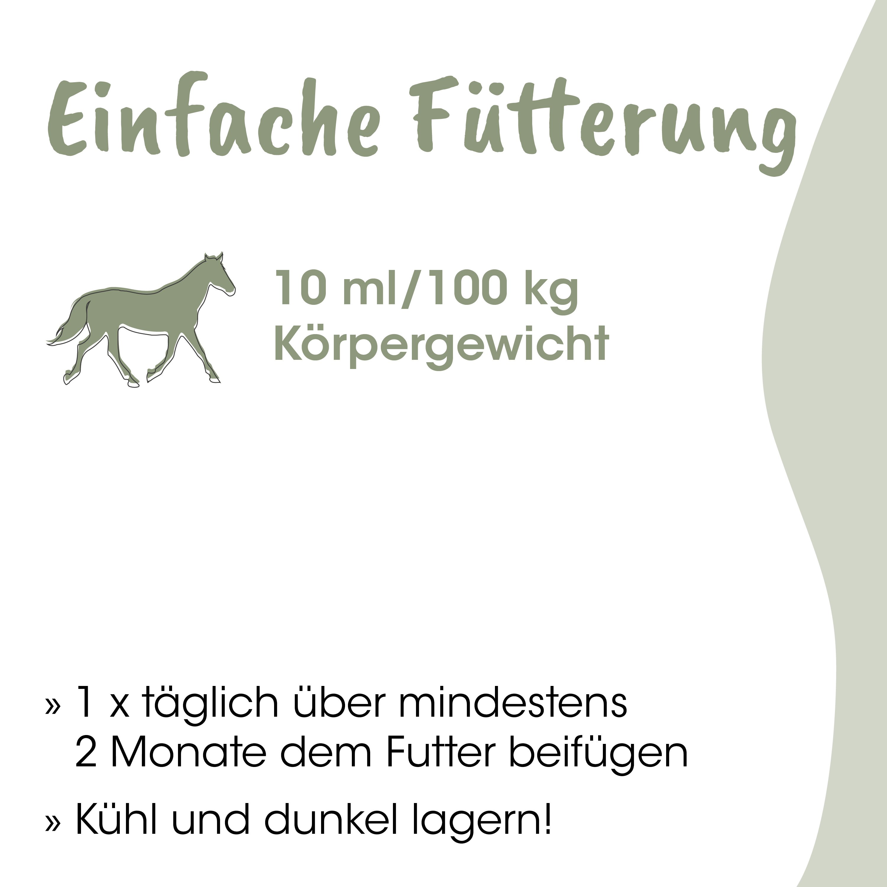 Pferd, Fütterung, Körpergewicht, 10 ml/100 kg, Anleitung