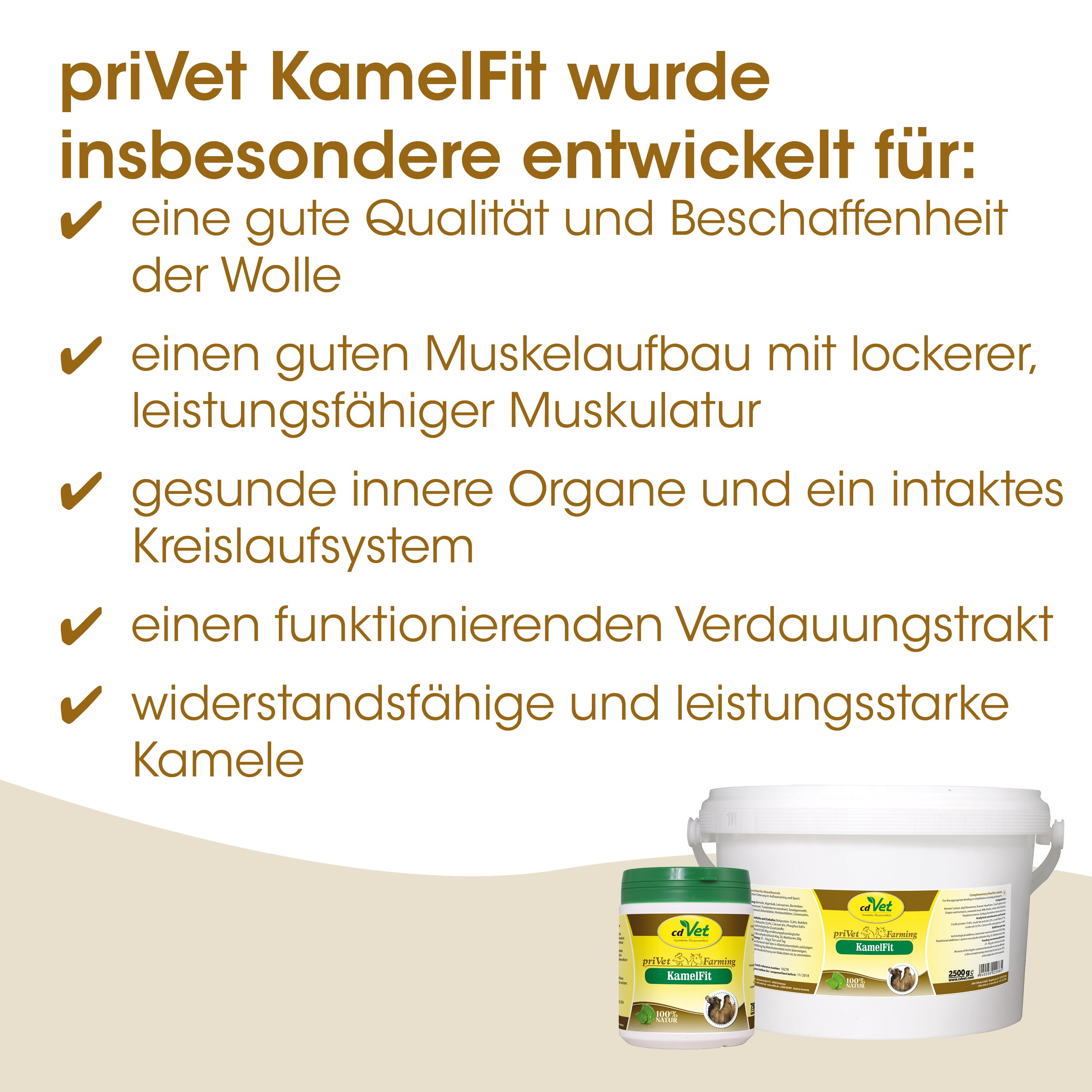 KamelFut Produkt, Tierfutter, KamelFutter, Futterbehälter, Wollegen/Kamel