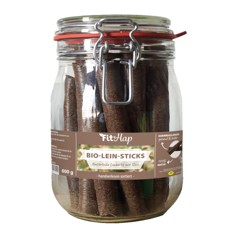 Bio-Lein-Sticks, Leinsticks, Glas Jar, Snack, Naturprodukt