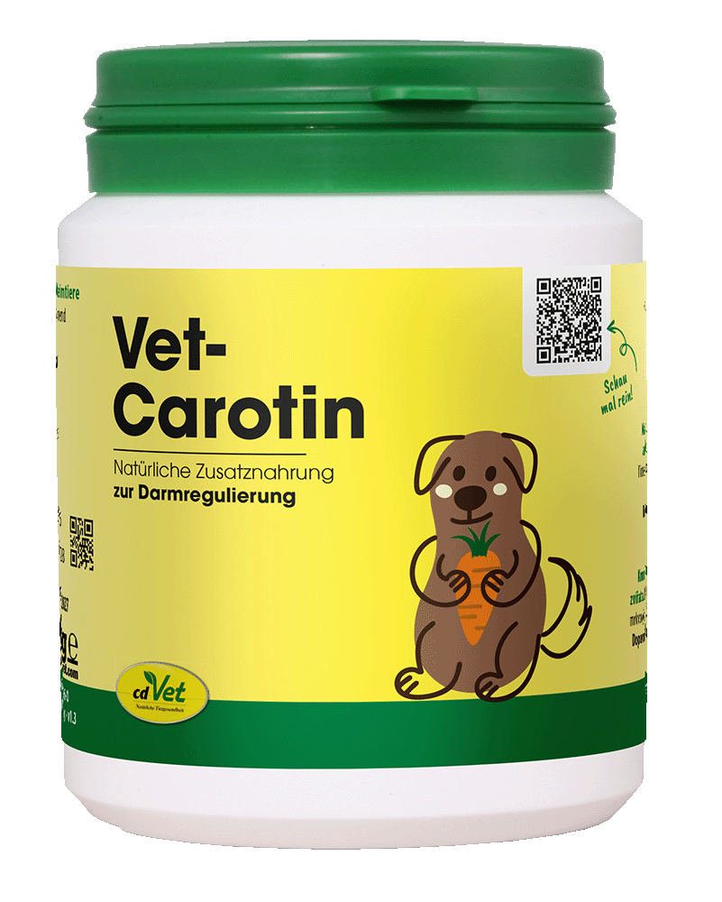 Vet-Carotin, Ergänzungsnahrung, Darmregulierung, Tiernahrung, Karottensymbol