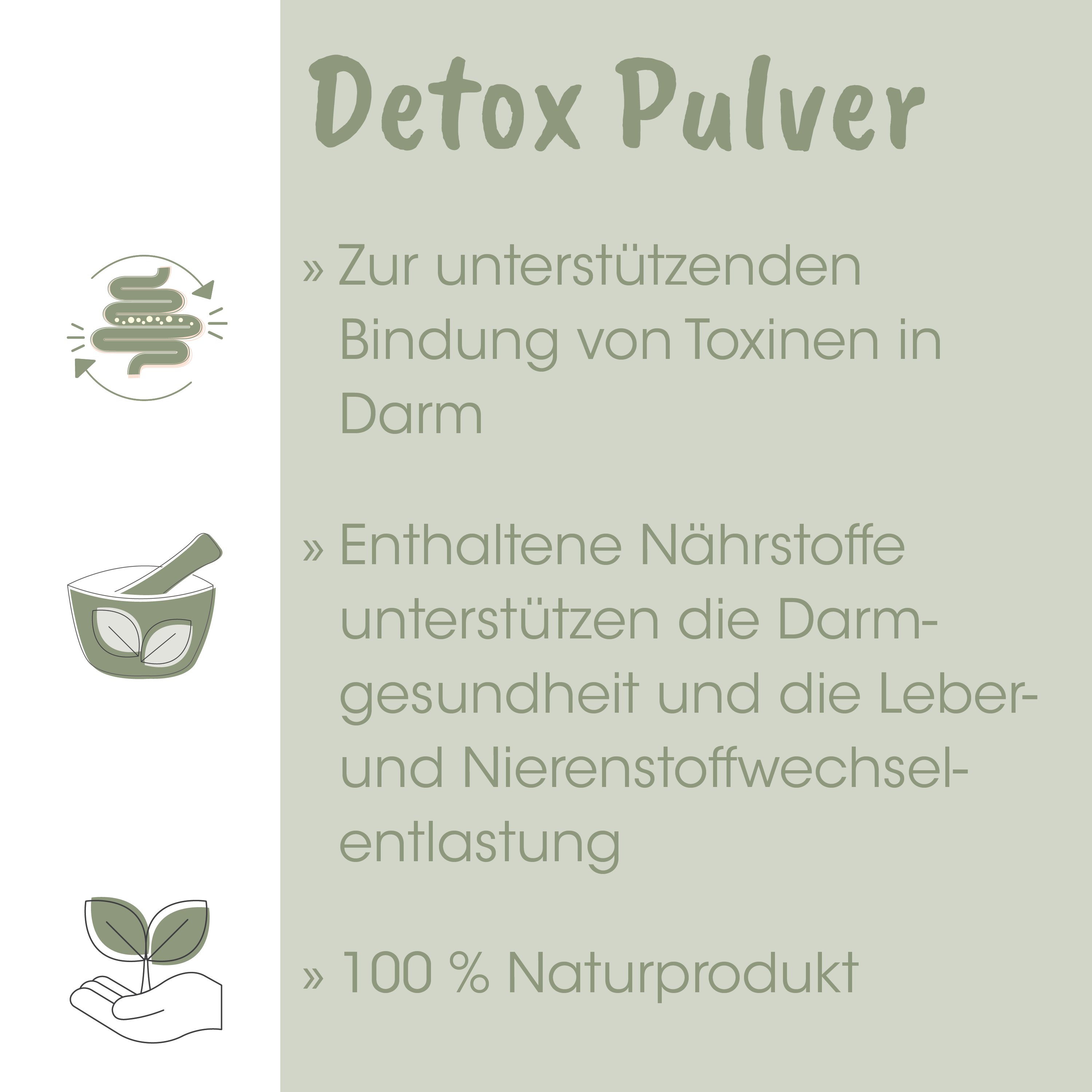 Detoxpulver, Verdauungsgesundheit, Naturprodukt, Pulver, Grün