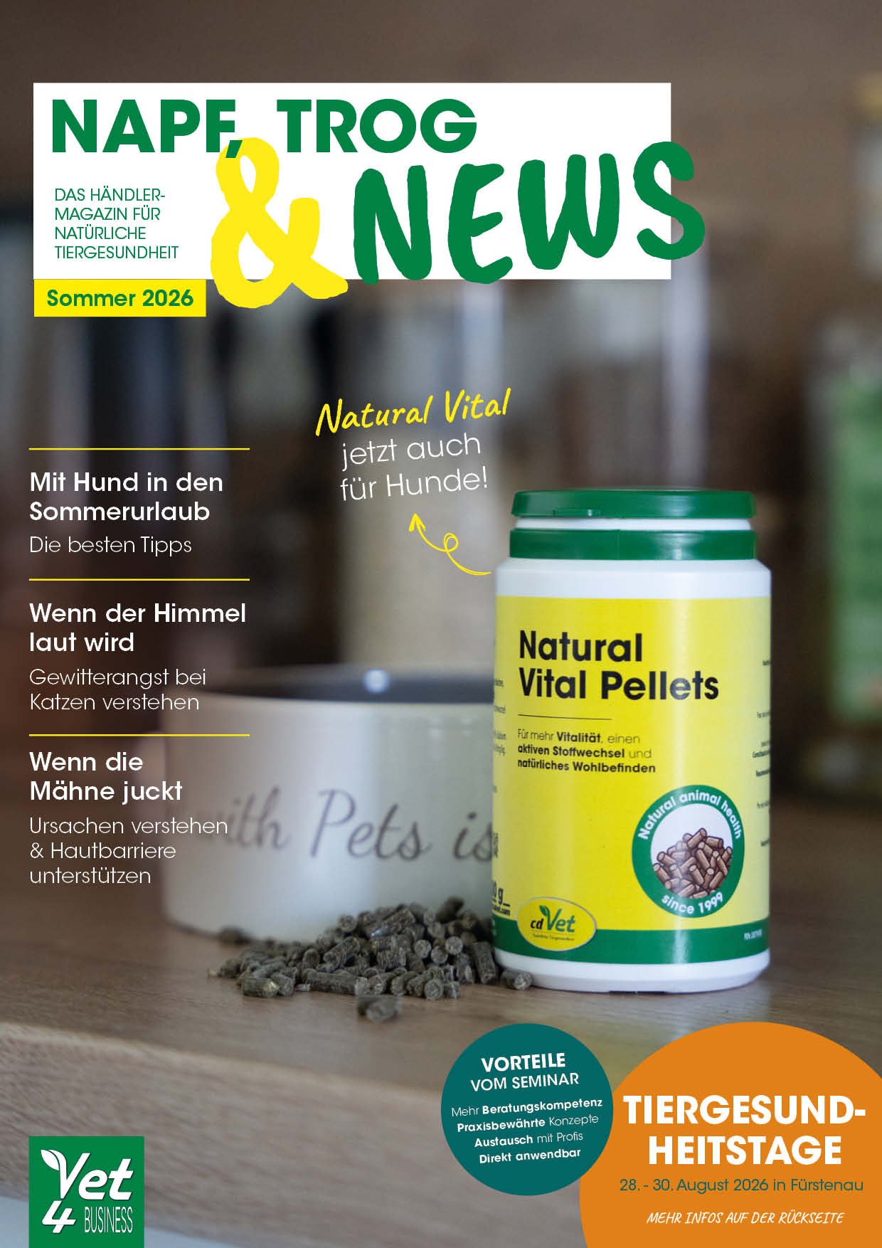 Pellets, Hundefutter, gelbe Flasche, grüner Deckel, Natural Vital Pellets