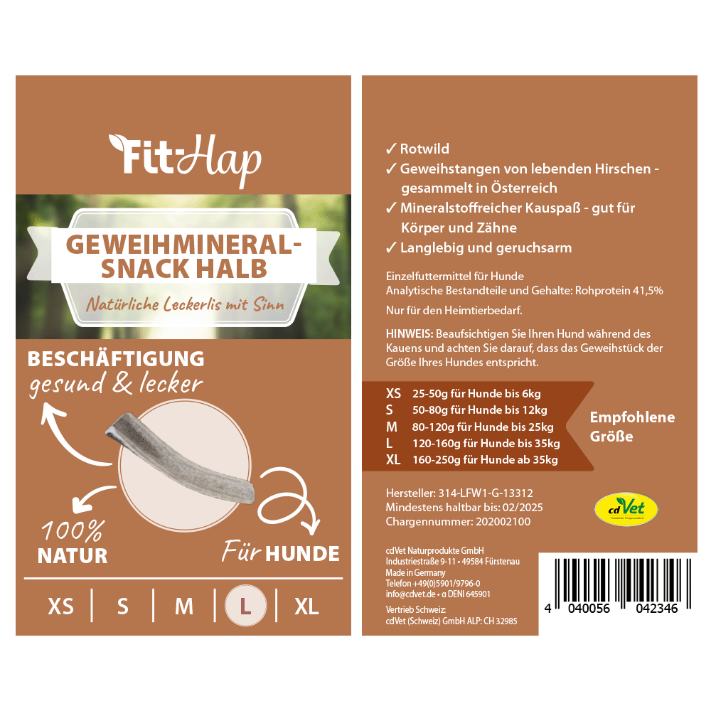 Fit-Hap Geweihmineral-Snack halb L (120-160 g)