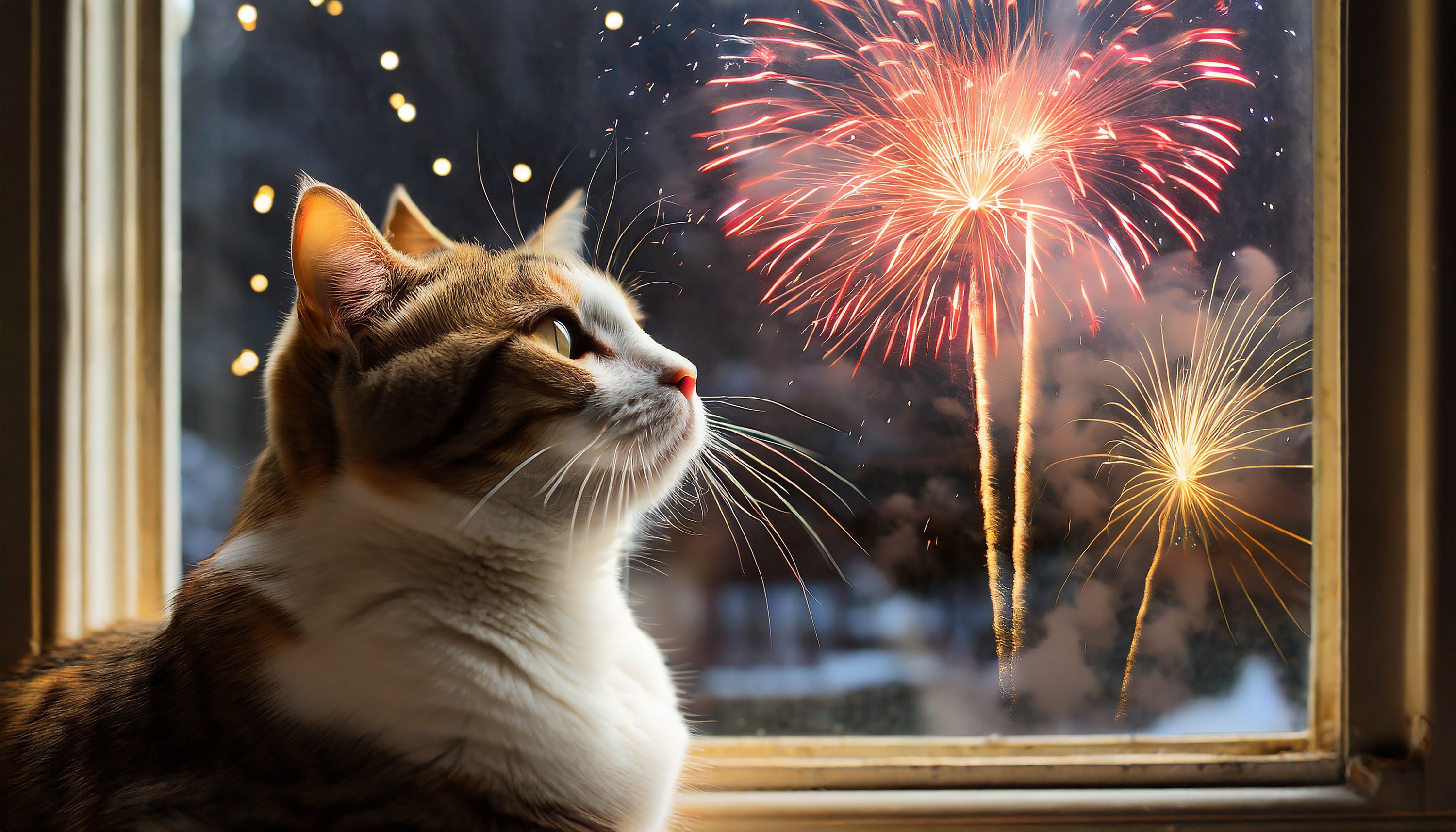 Feuerwerk, Tier, Katze, Säugetier, Haustier