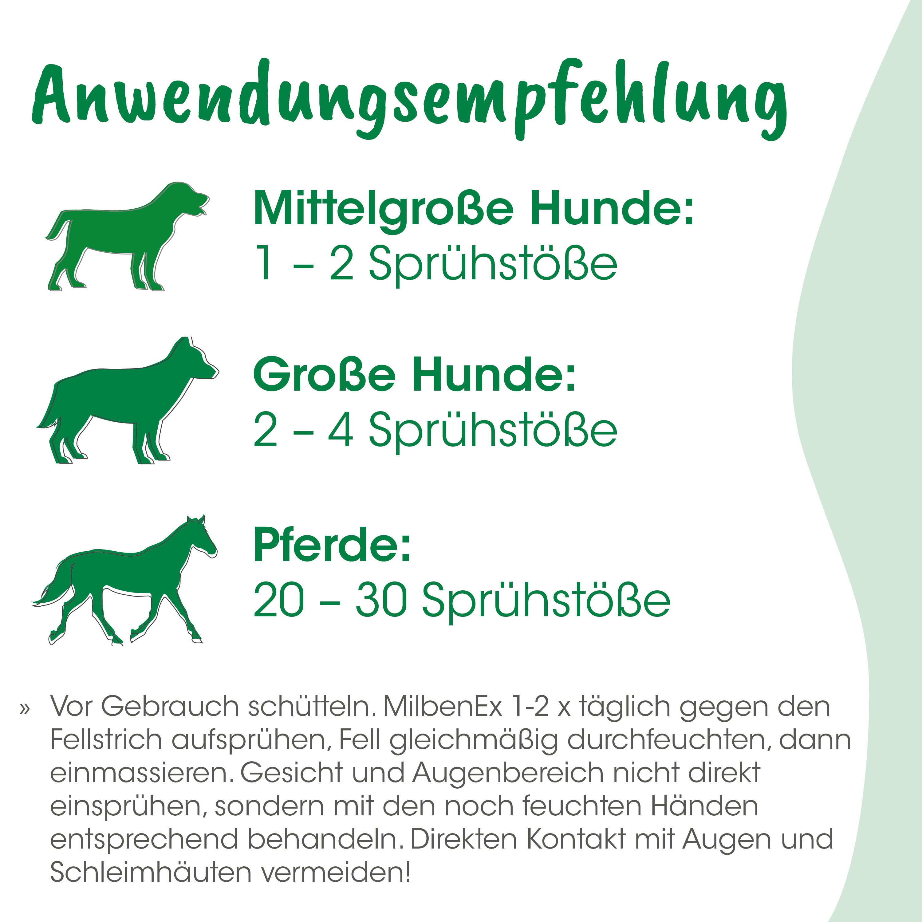 Hund, Pferd, Größe, Sprühlöcher, Anwendungsanweisung