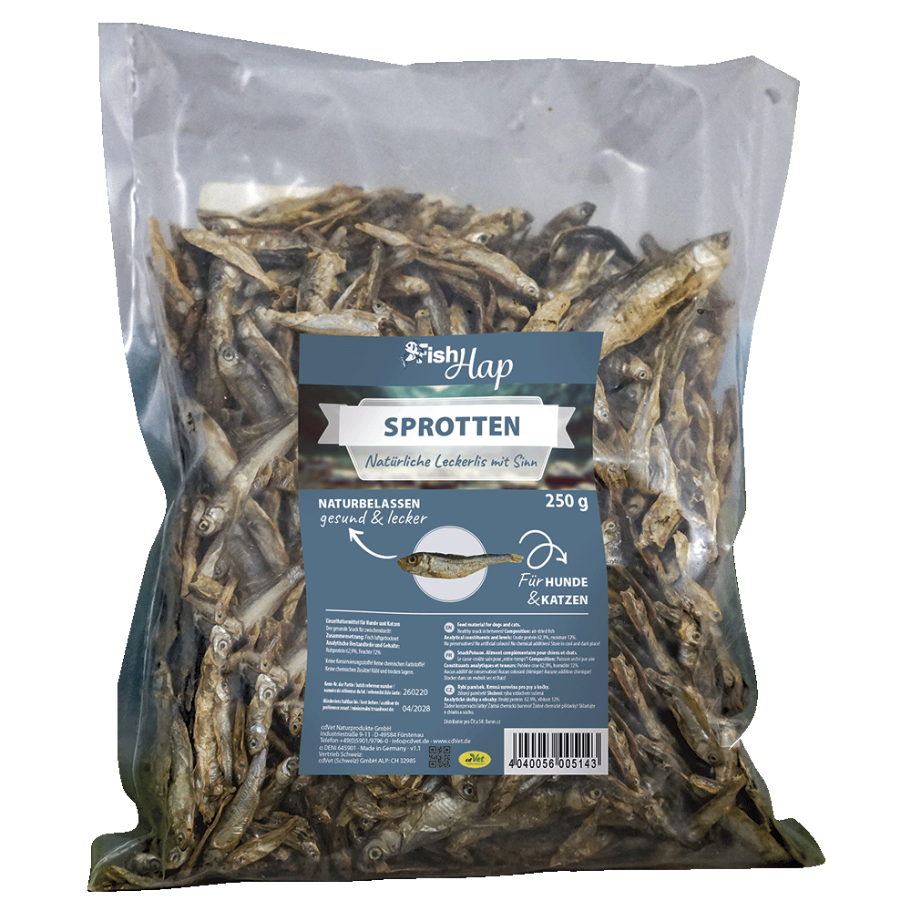 Sprotten, Trockenfutter, Naturprodukt, Hund/Fell, Katzen?