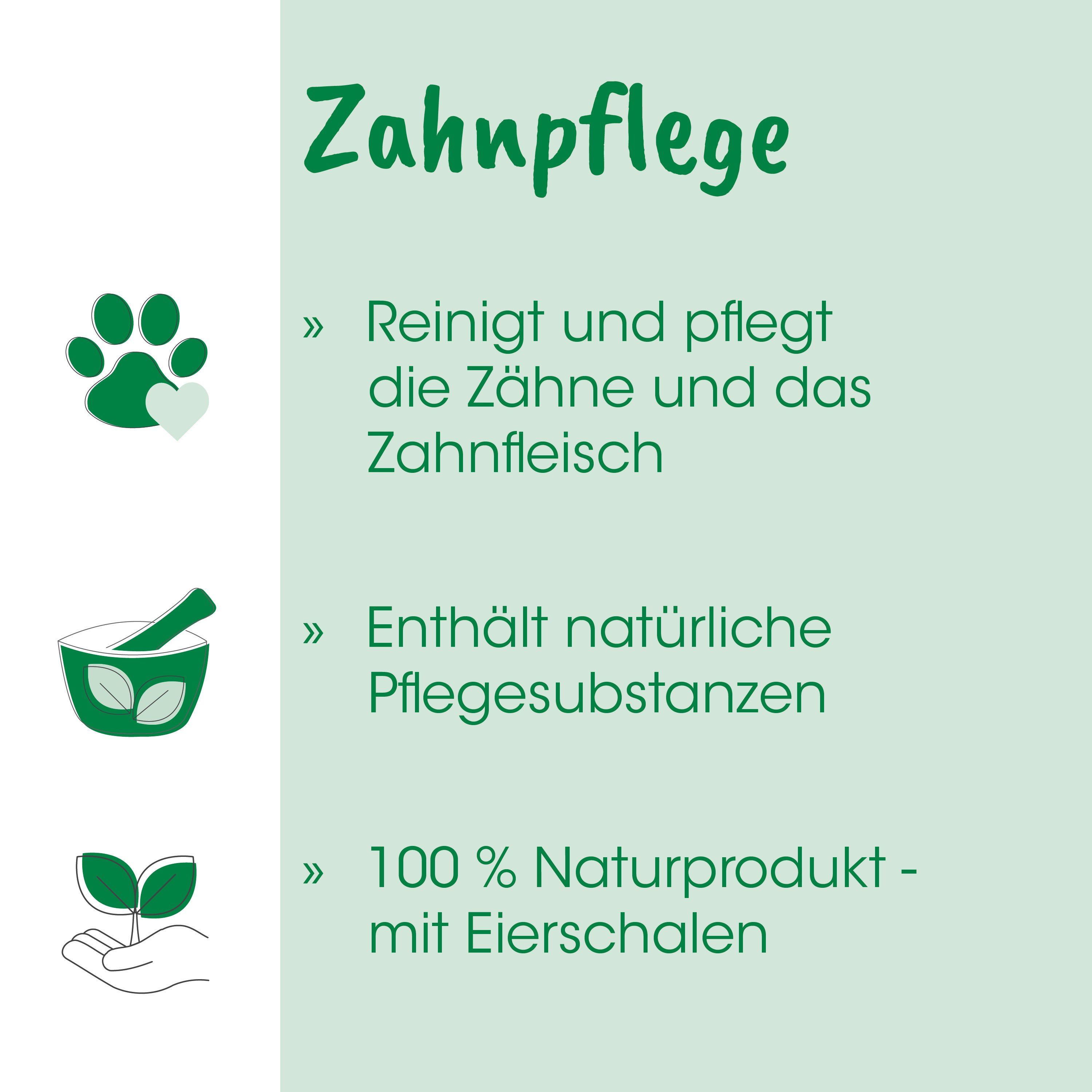 Zahnpflege, Naturprodukt, Pflegesubstanzen, Eierschalen, Zahnpflege-abhängig?