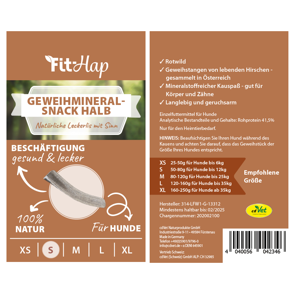 Fit-Hap Geweihmineral-Snack halb S (50-80 g)