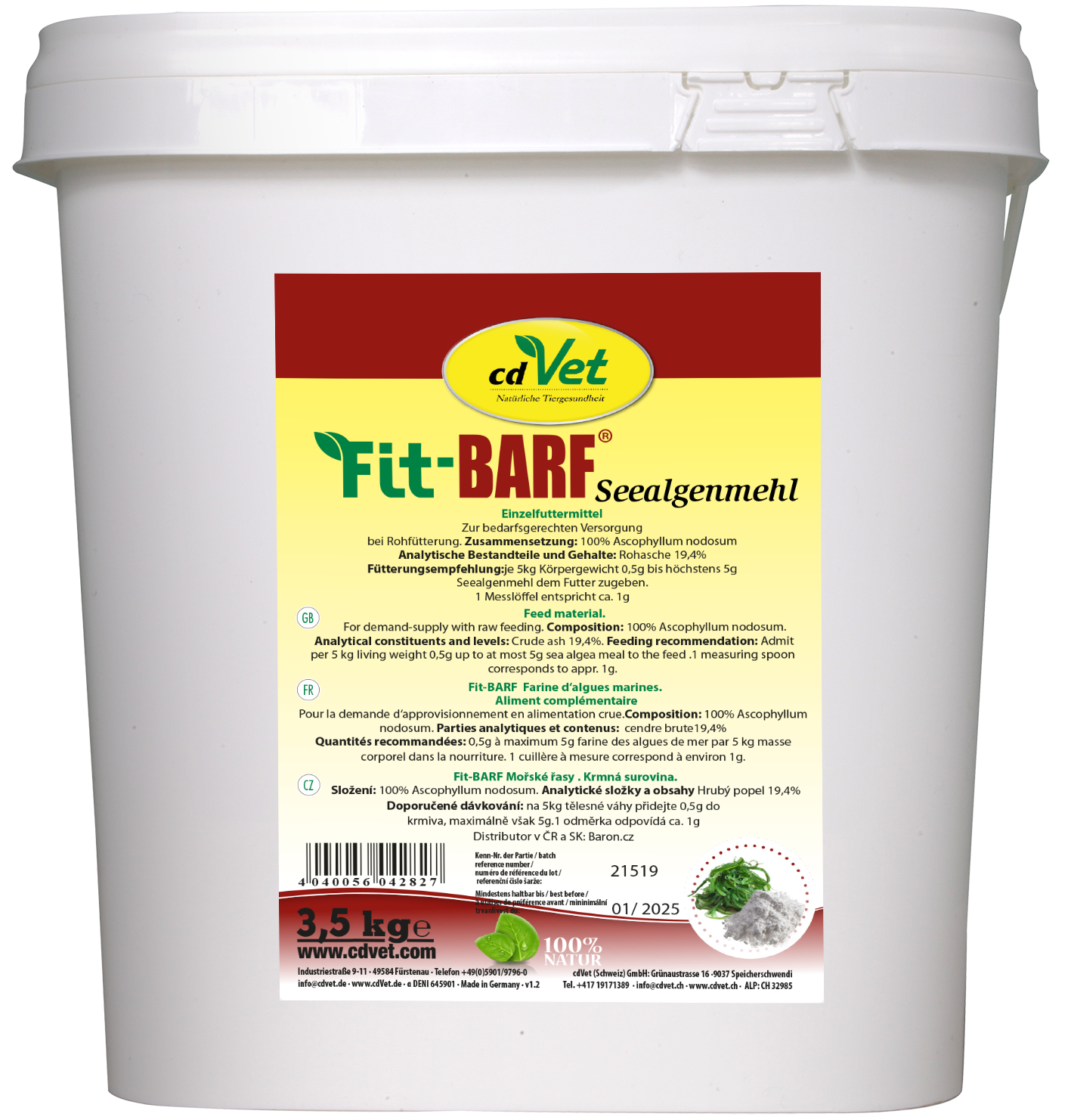 pelletdd feed, seealgenmehl, tierfutter, 3,5 kg, cdVet mark