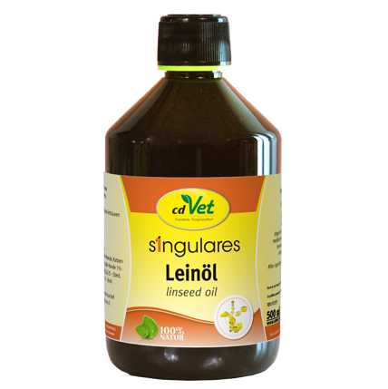 Leinöl, Tierfutterzusatz, Pflanzenöl, Flasche, 500 ml