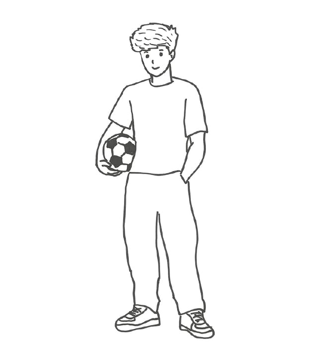 Sportler, Soccer Ball, T-Shirt, Hose, Sneaker