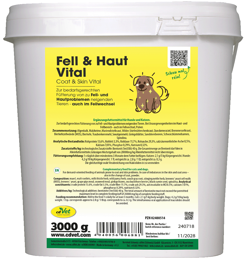Hund, Tierfutter, Coat & Skin Vital, Fellpflege, Bucket 3000 g