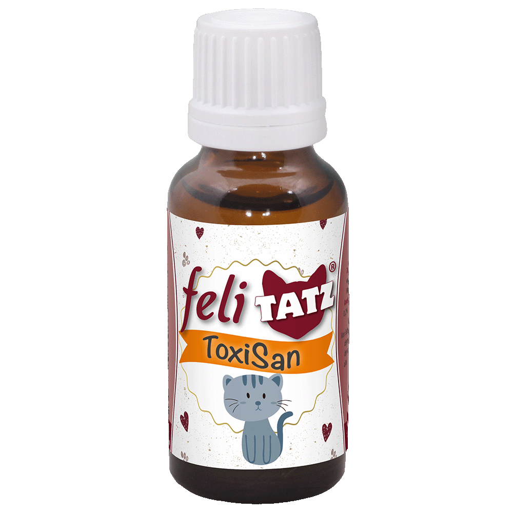 Braunglasflasche, weißer Schraubverschluss, Katzenmotiv, Etikett mit Herzen