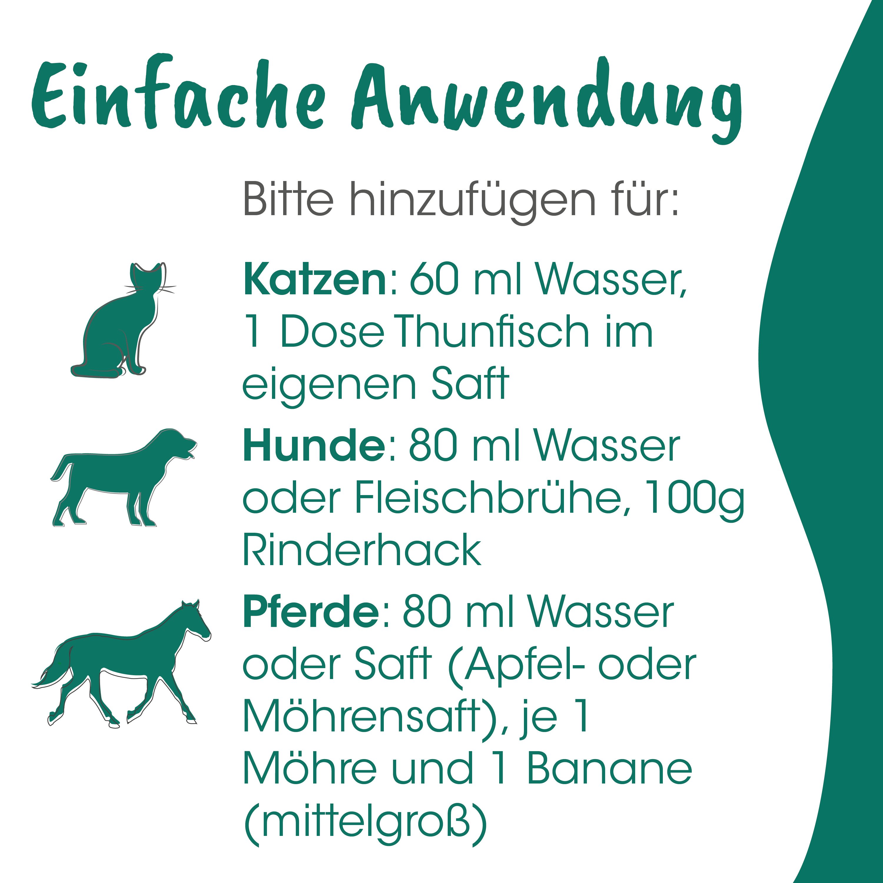 katze, hund, pferd, wasser, saft, rinderhack, futteranleitung