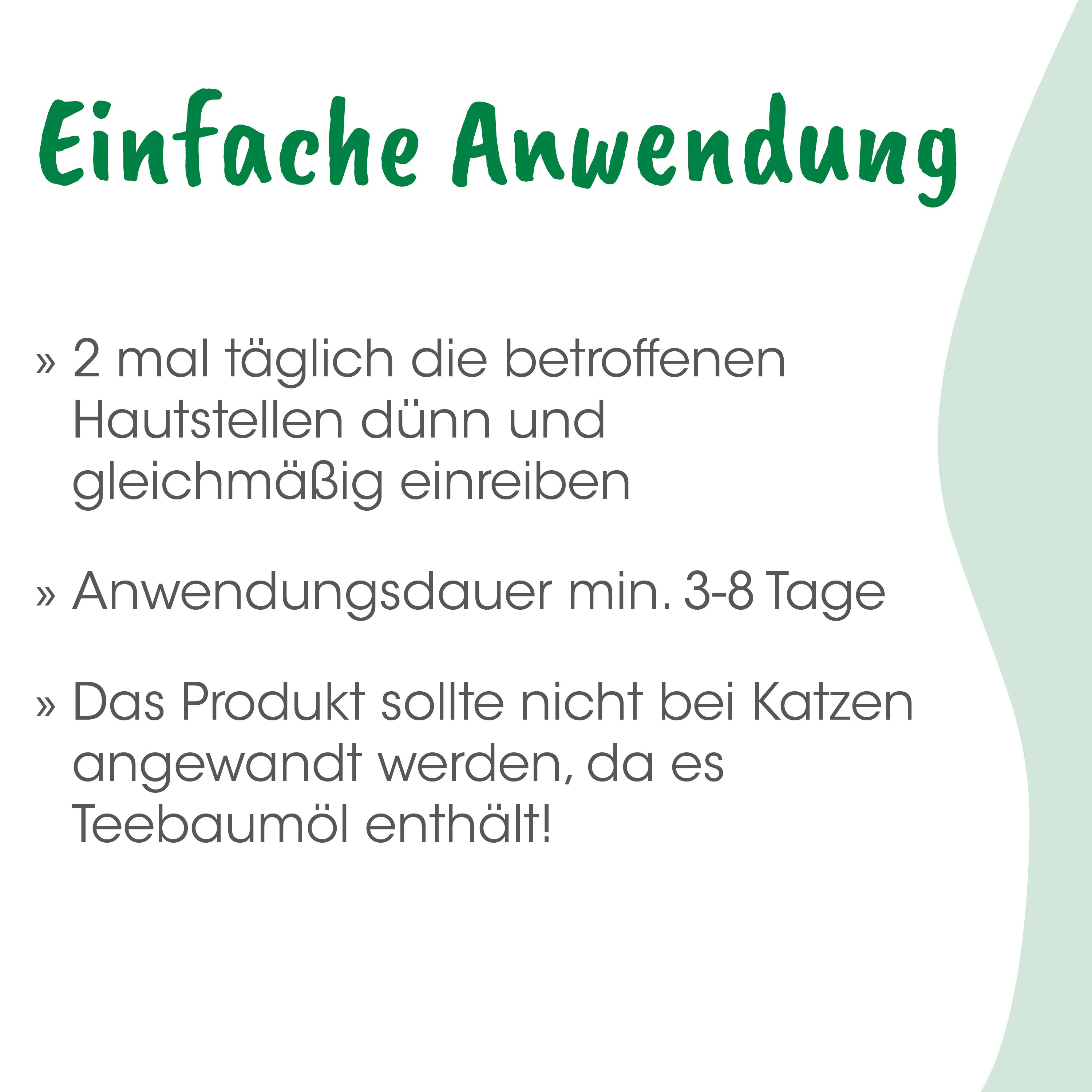Anwendung, Hautpflege, Teebaumöl, Anwendungsdauer, Katzen