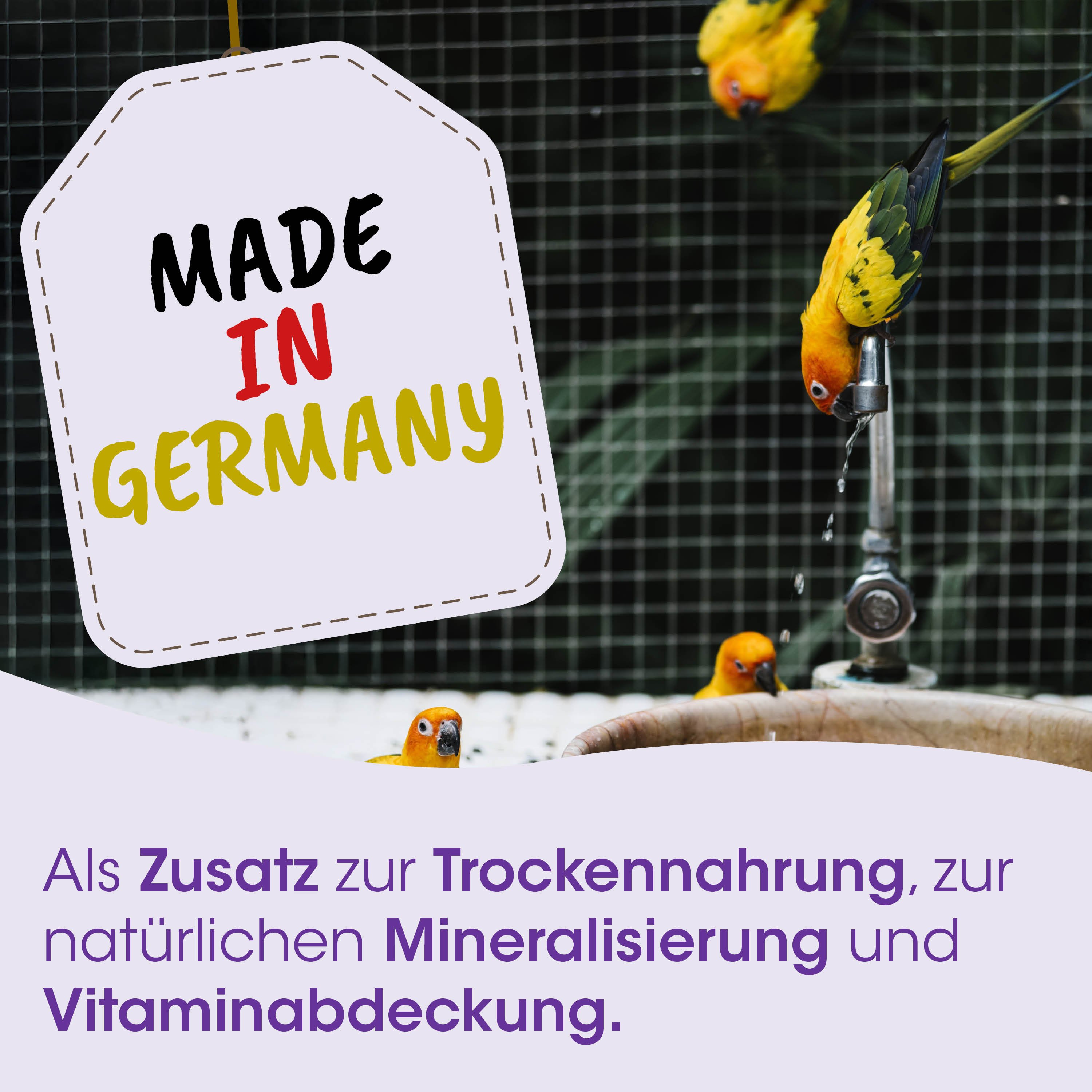 Made in Germany, Papagei, Wasserhahn, Vogelkäfig, Aufkleber