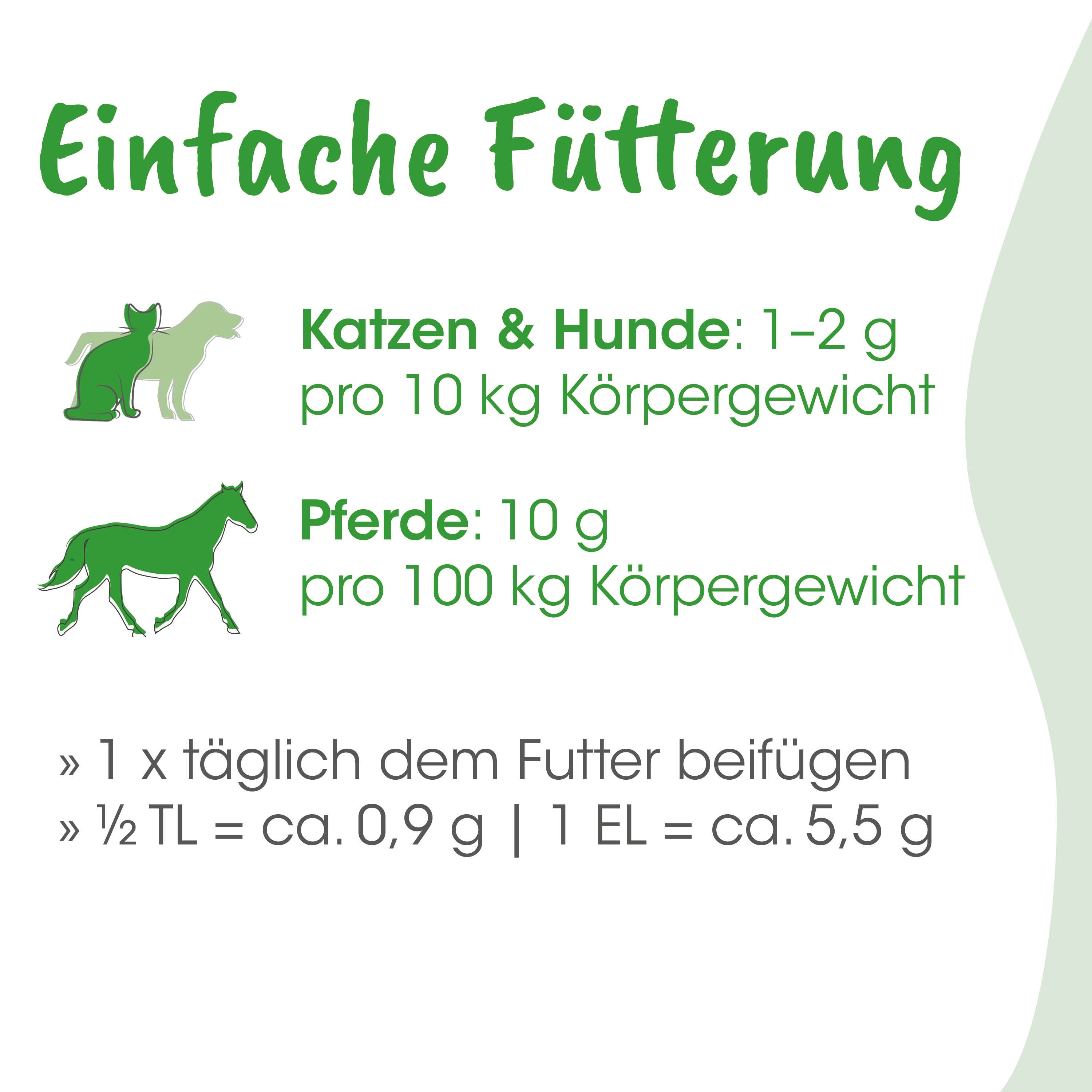 Futter, Katzenfutter, Hundefutter, Pferdefutter, Gewichtsangaben