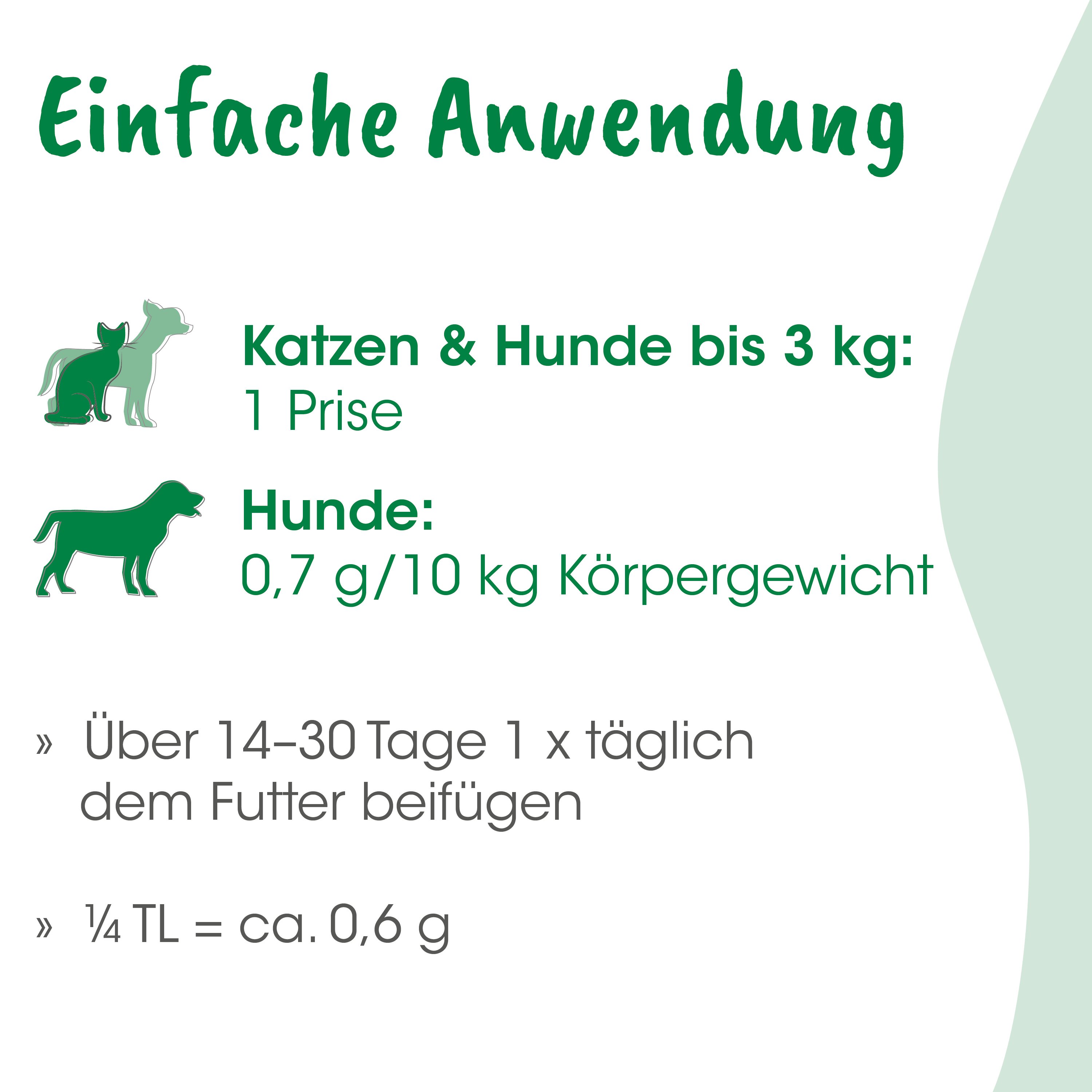 Katzenfutter, Hundfutter, Tierfutter, Futtertabelle, Beipackzettel