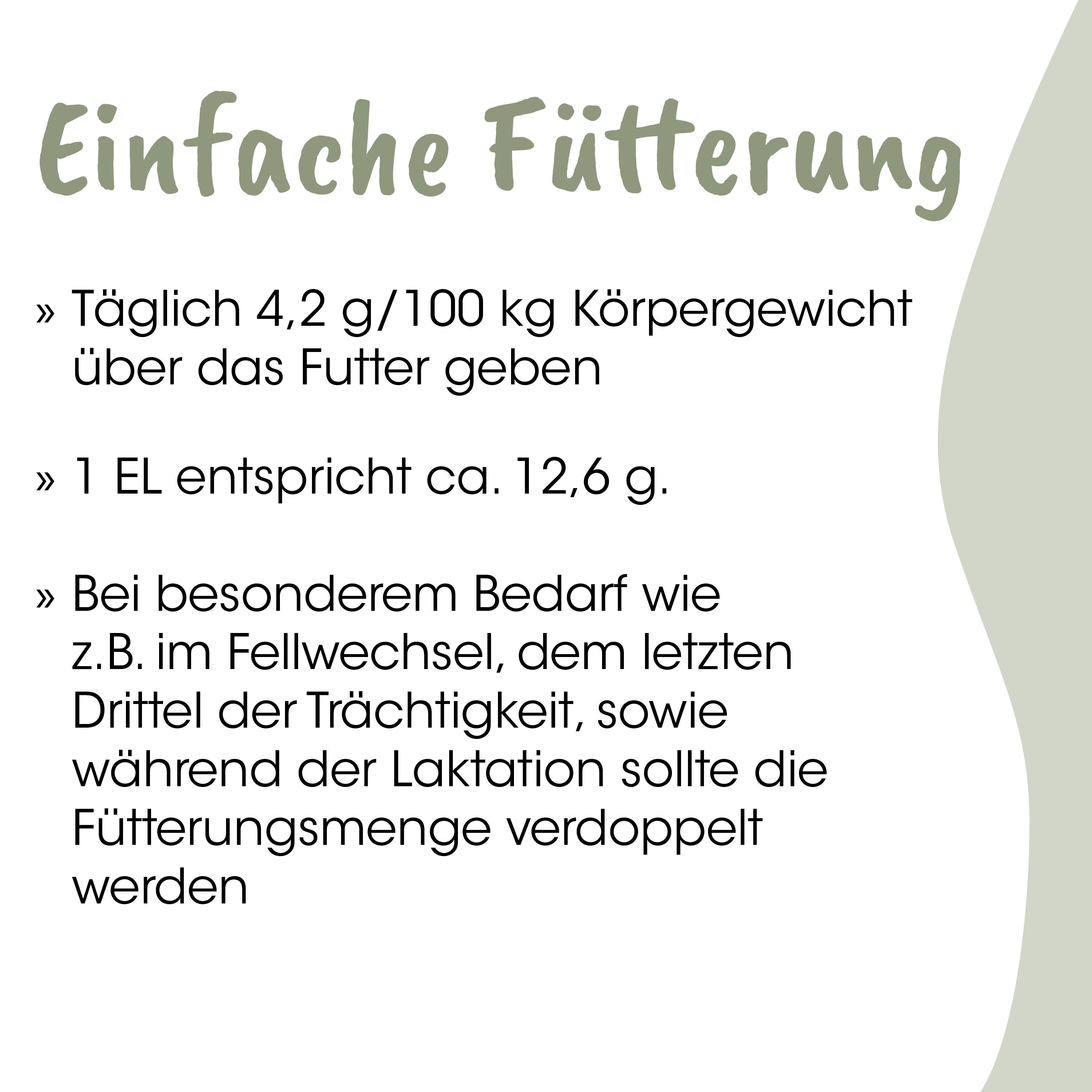 Futter, Tierfutter, Futtermenge, Fütterungsempfehlung, EL-Messbecher