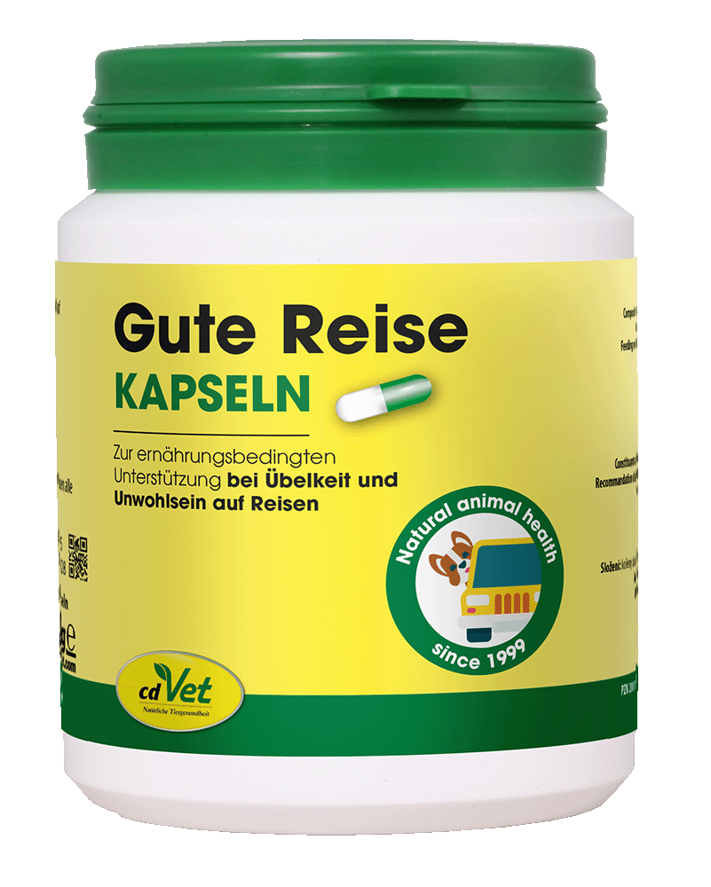 Kapseln, Nahrungsergänzung, Tiergesundheit, Reisegröße, Gelbe Verpackung