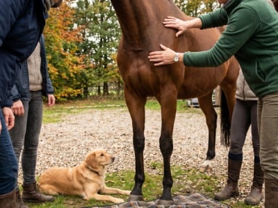 Pferd, Waldpark, Hund?