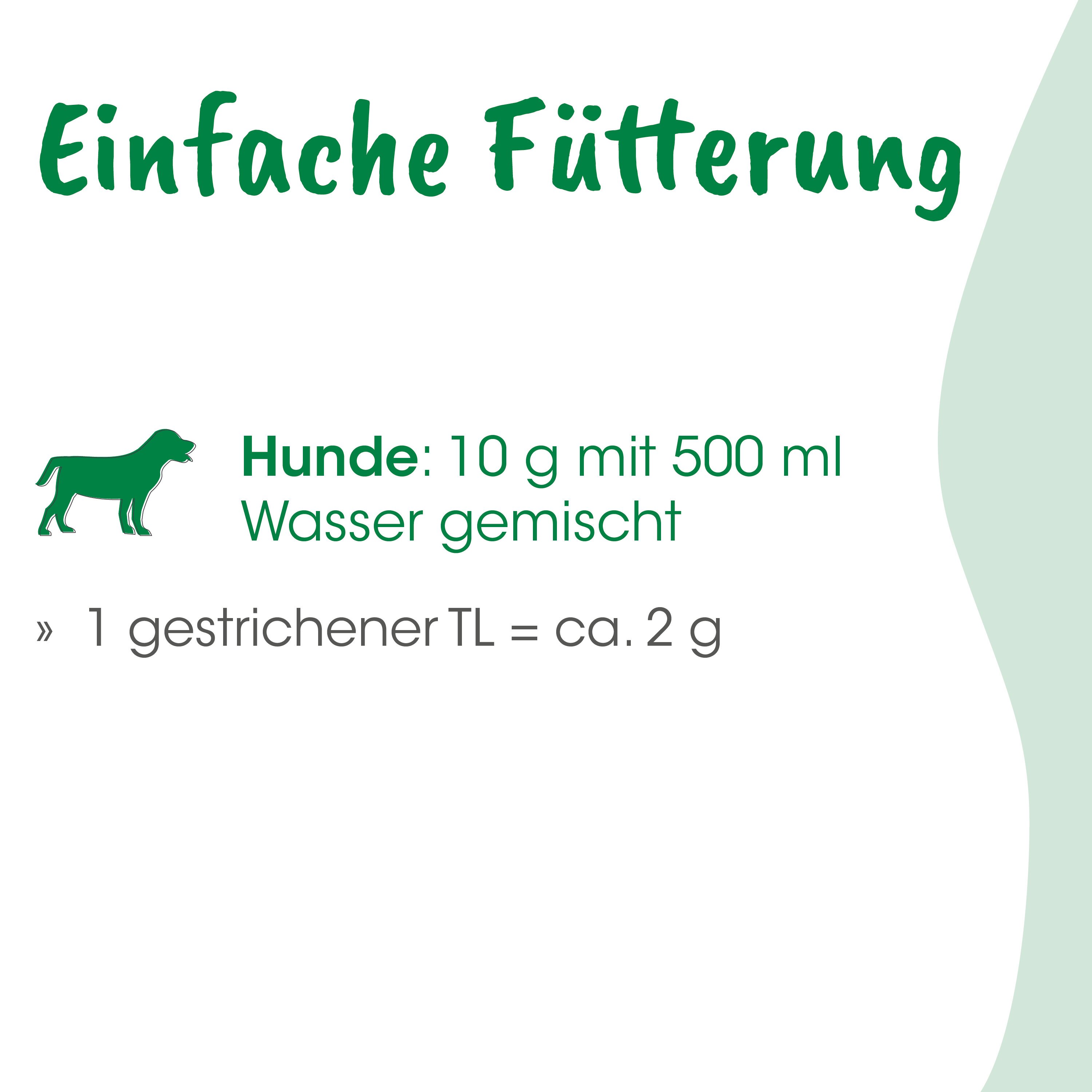 Hund, Hunde-Futter, Tiernahrung, Wasser gemischt, 10 g 500 ml