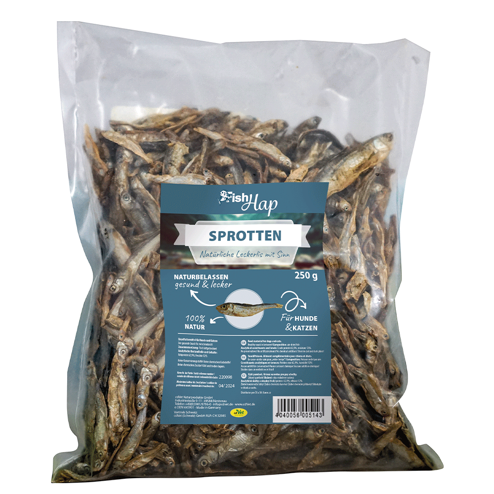 Sprotten, Trockenfisch, Snack, Hundekos wider, 250 g