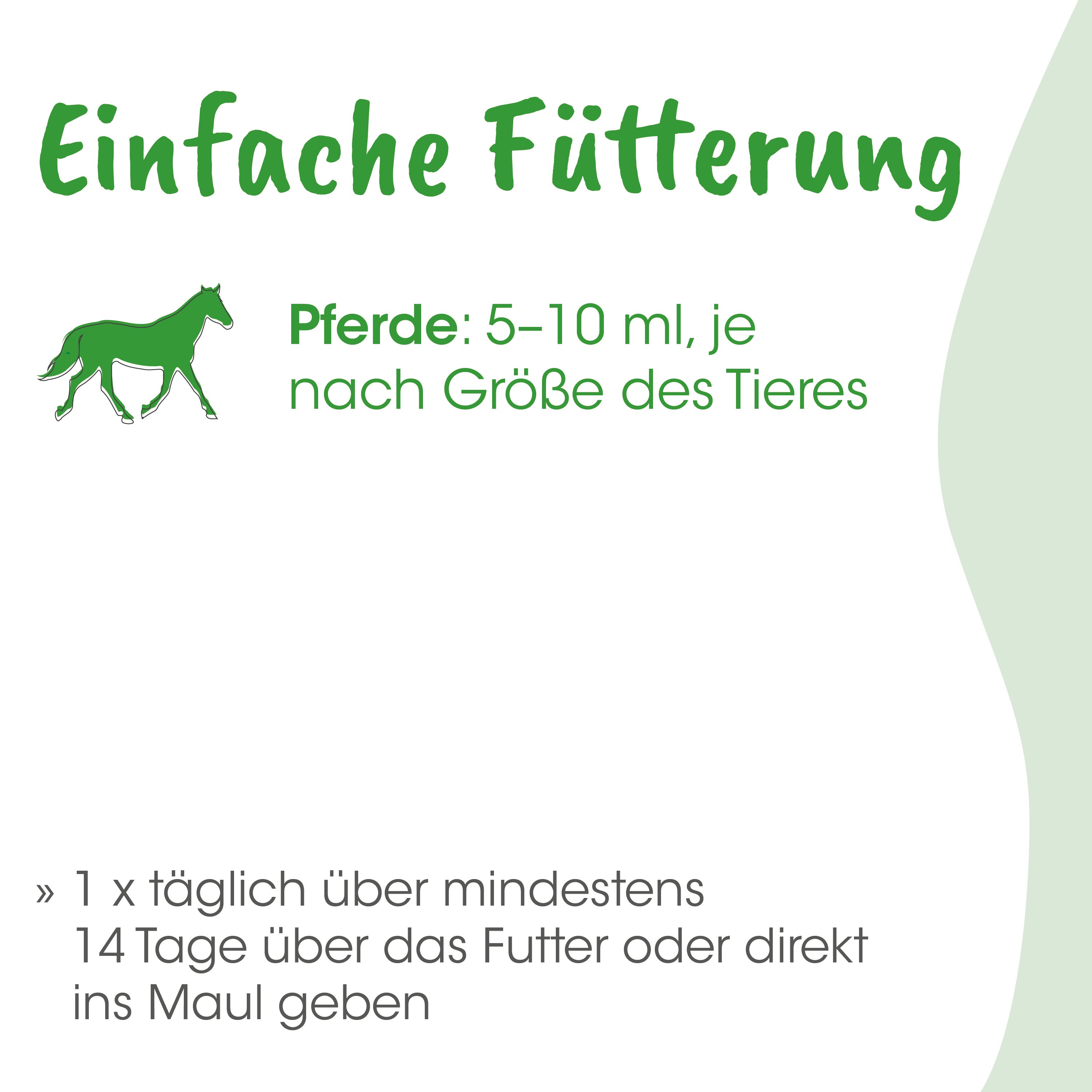 Pferdefutter, Futterdose, Milchfrei, Grünes Design, Anzeige