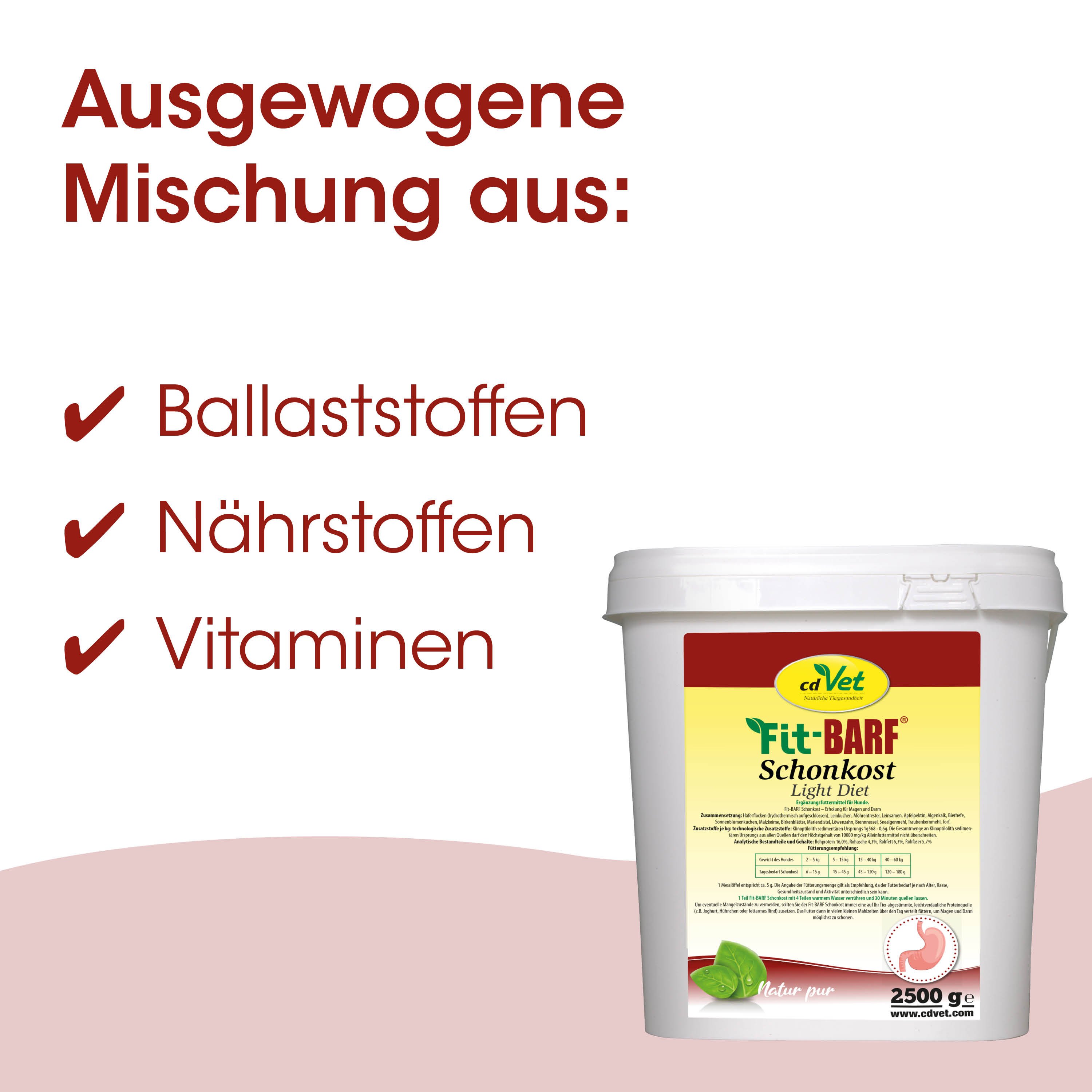 Futter, Ballaststoffe, Nährstoffe, Vitamine, Schonkost