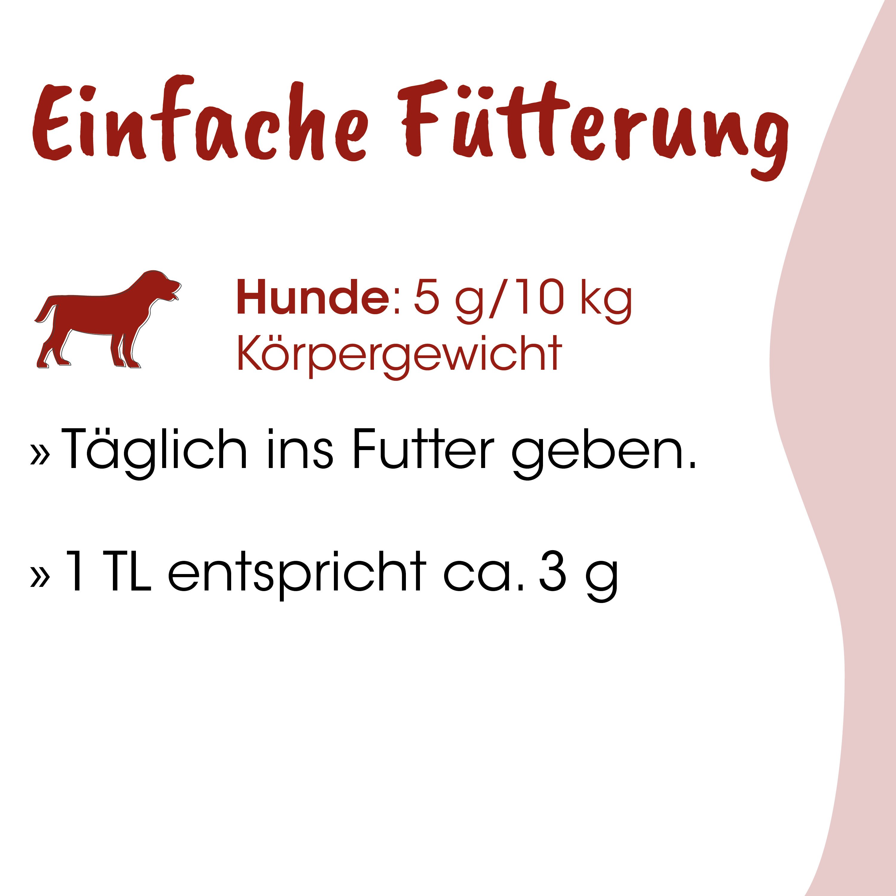Hunde-Futter, Körnerfutter, 5 g/10 kg, Körpergewicht, Tägliche Fütterung