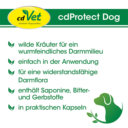 Hundekapseln, Kräuter, Darmflora, Nahrungsergänzung, Grün-weiß