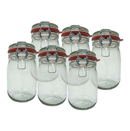 Drahtbügelglas weiß 1,1 L (6 St.) | 1000ml 6erVE
