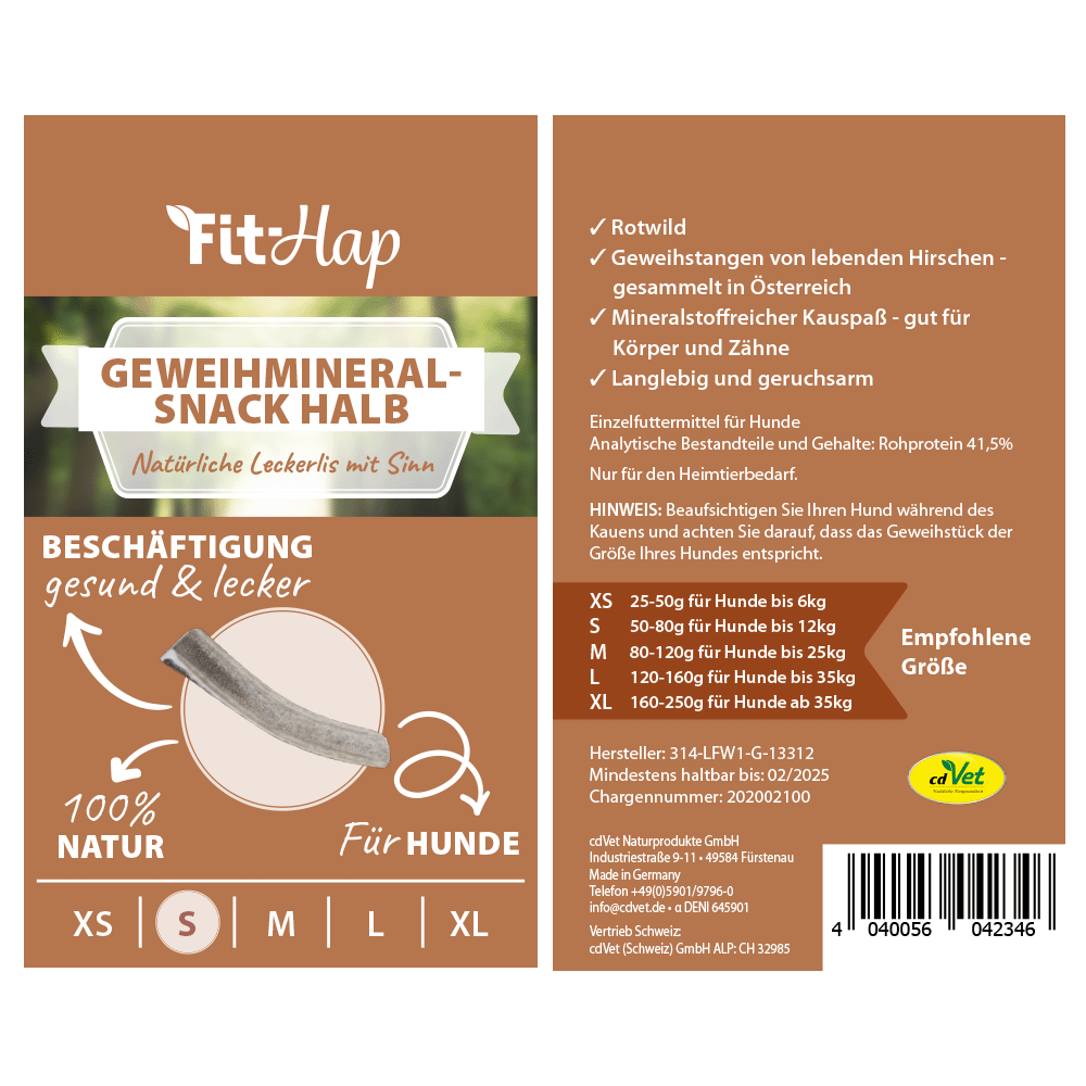 Fit-Hap Geweihmineral-Snack halb S (50-80 g)